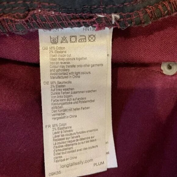 Long Tall Sally Its Denim Burgundy Black Houndstooth Jeans Skinny Size 10 - Picture 12 of 12